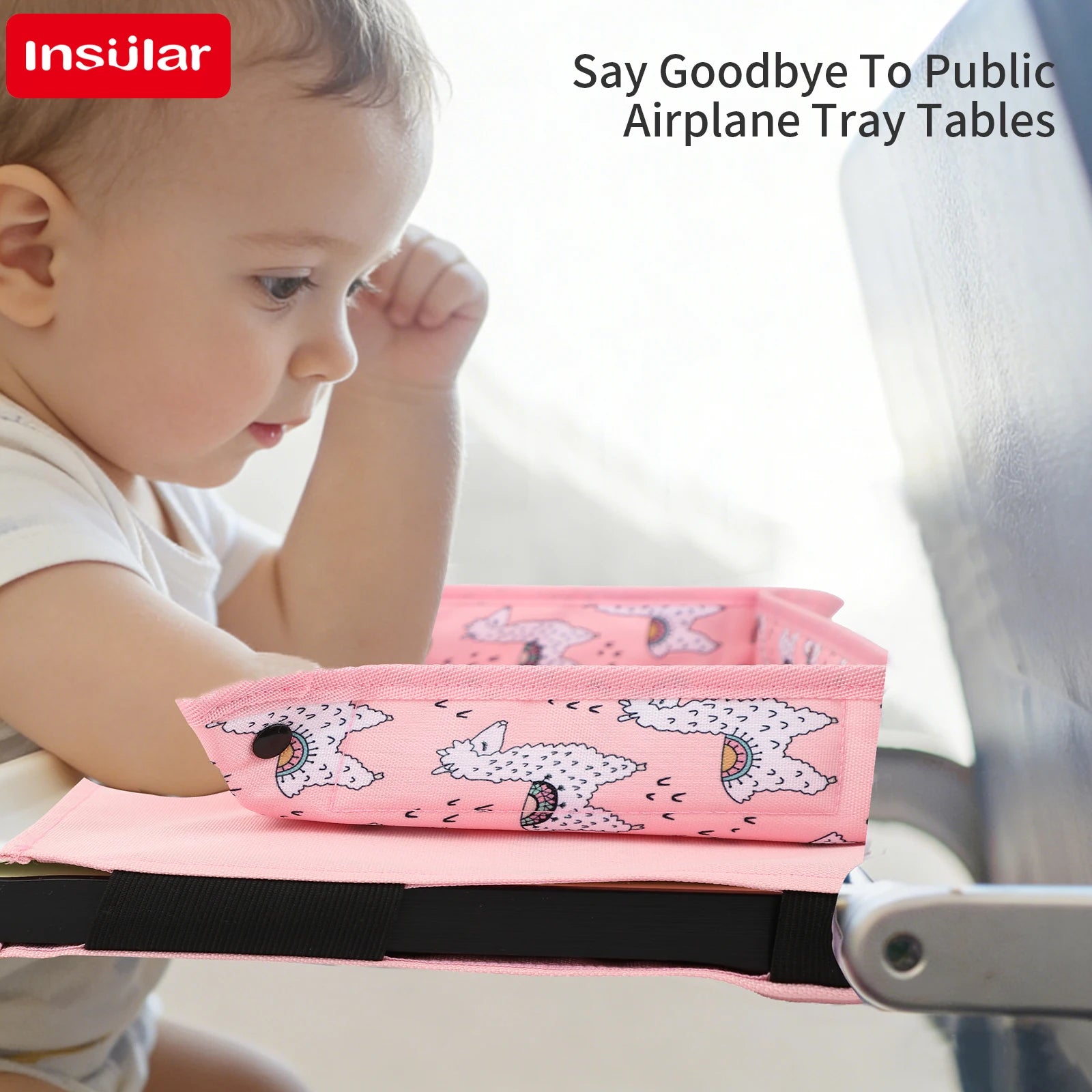 Kids Travel Tray for Airplanes Seats Travel Desk Storage Foldable & Adjustable Lap Desk for Children Entertainment & Learning