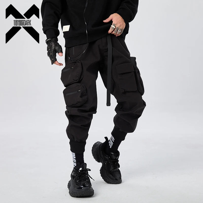 Men's Tactical Cargo Pants 2025 New Streetwear Joggers with Multi-Pockets Black Utility Work Pants Elastic Waist Casual Trousers