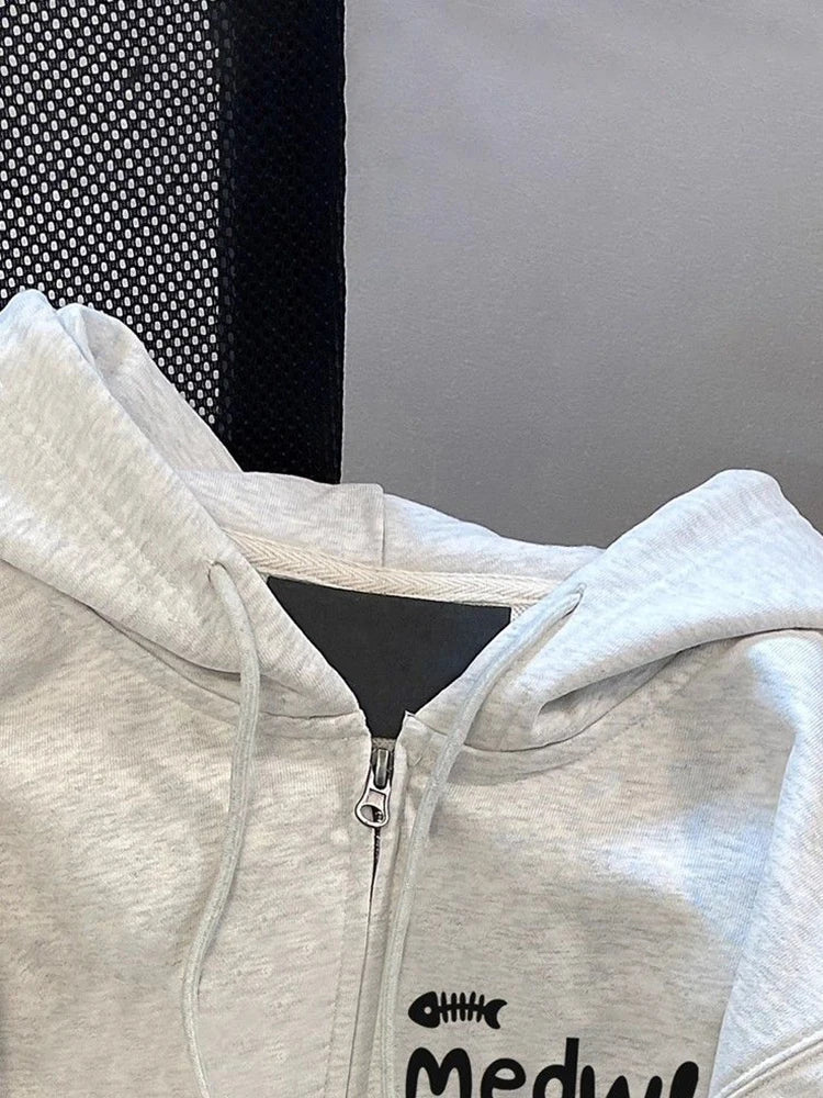 Women Thick Cute Hoodies Winter Loose Long Sleeve Letter Print Pockets Warm Sweatshirts Vintage Preppy Style Kawaii Outwear Tops