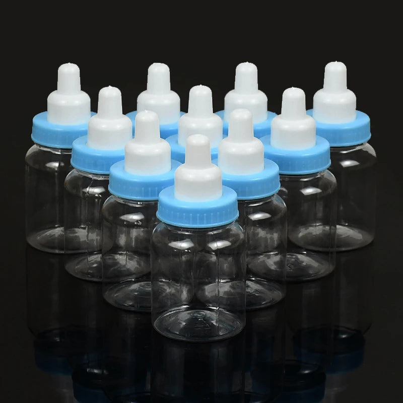 12Pcs Baby Shower Bottle Blue Pink Candy Gift Packaging Boxes Baby Shower Favors for Guests Kids Birthday Gender Reveal Supplies