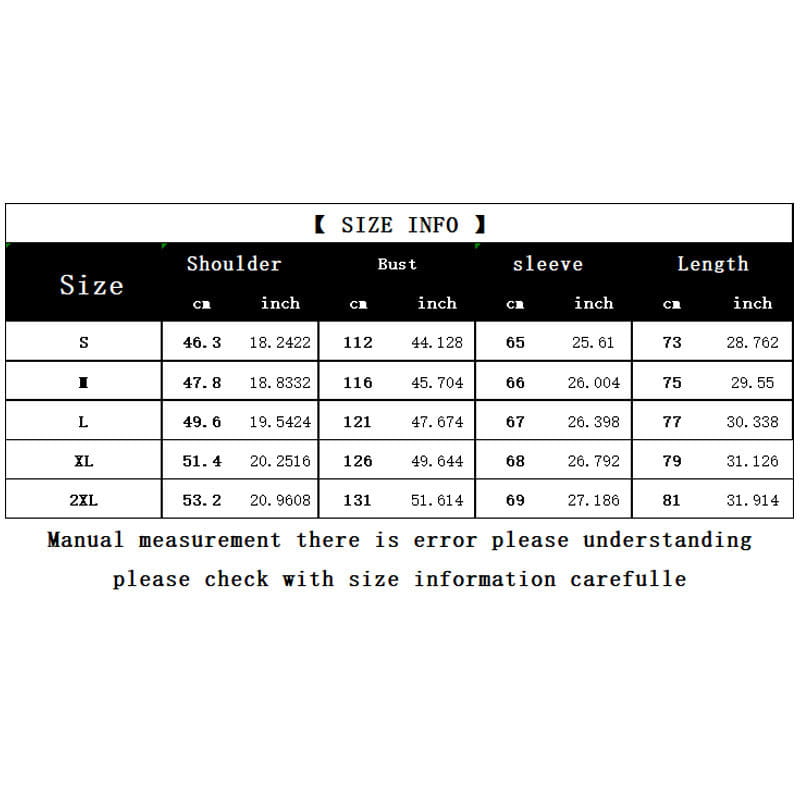 Tableau des informations de taille pour une chemise décontractée à manches longues à rayures pour hommes, indiquant les mesures en centimètres et en pouces, du S au 2XL.