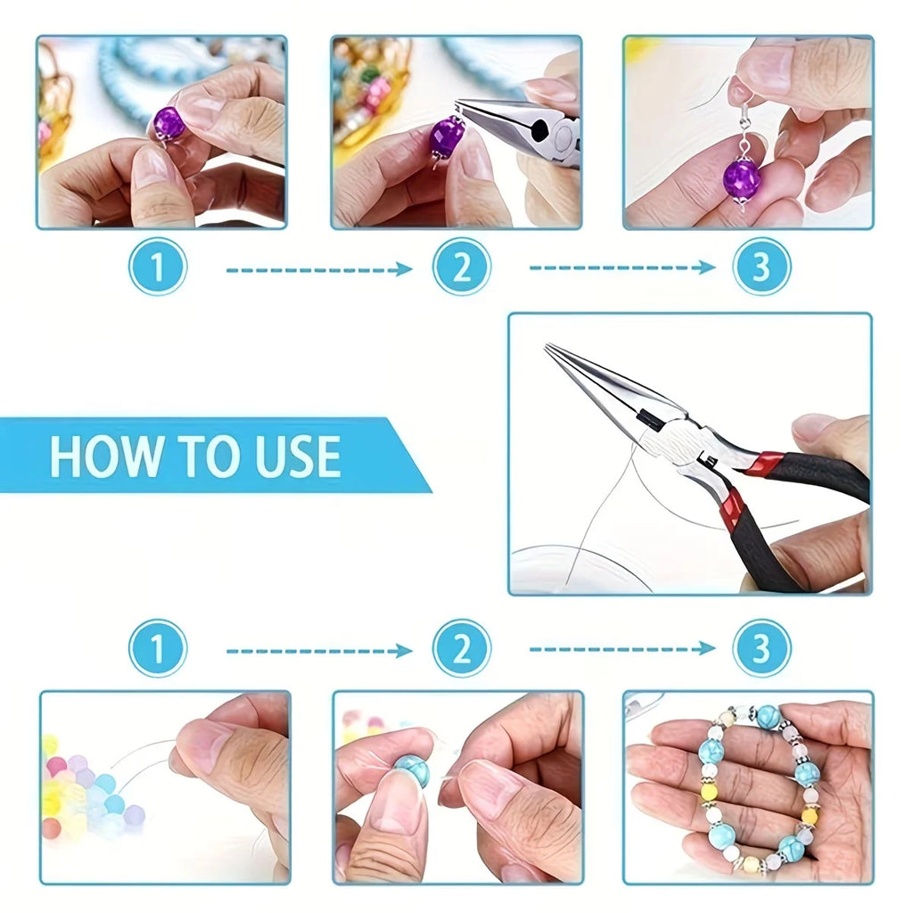 1set DIY Jewelry Making Tool Set 8pcs Handmade Pliers, Scissor, Tweezers, Jump Ring Opener, Suitable For Jewelry Handmade