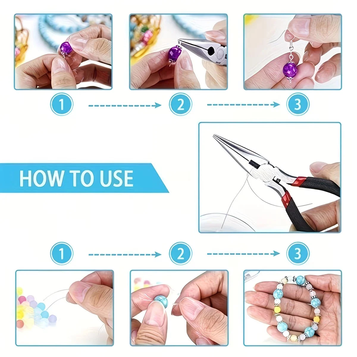 1set DIY Jewelry Making Tool Set 8pcs Handmade Pliers, Scissor, Tweezers, Jump Ring Opener, Suitable For Jewelry Handmade