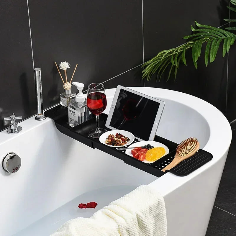 Bathroom Bathtub Tray Shower Caddy Bath Tub Rack Extendable Bathtub Shelf Towel Book Holder Storage Organizer Accessories