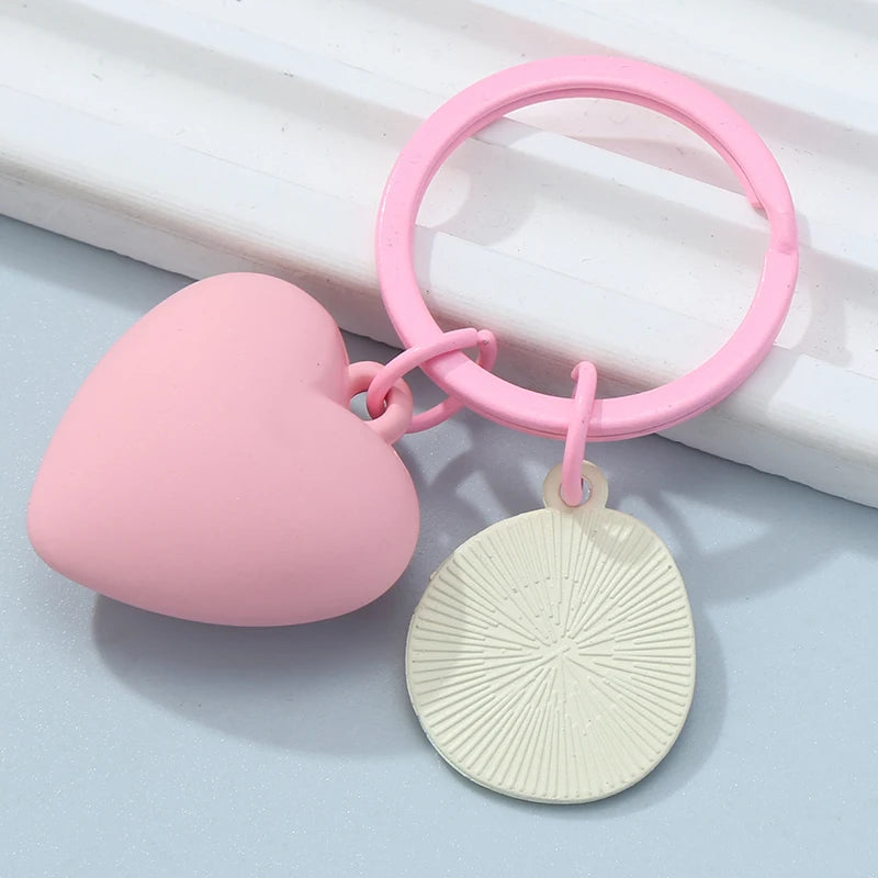 Cute Heart Keychains Pink Smile Love Romantic Key Rings Good Gift For Women Girlfriend Handbag Accessories DIY Handmade Jewelry