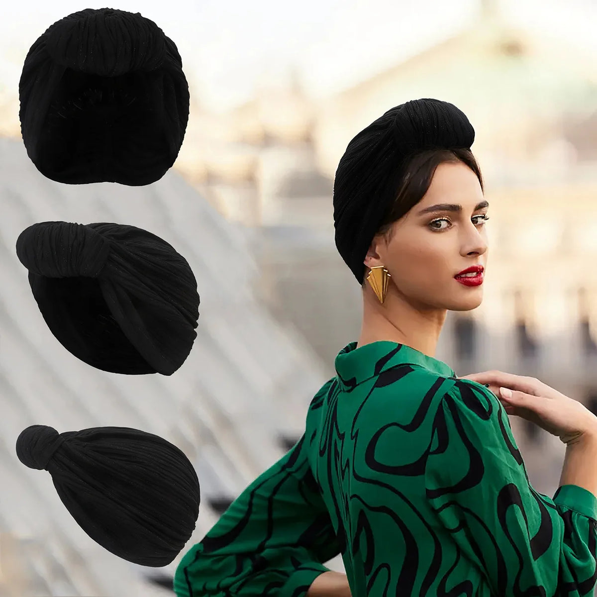 Fashion Women Shine Silver Wire Knot Turban Cap Autumn Winter Warm Headwear Bonnet Casual Streetwear Female Muslim Indian Hats