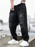 Men's Black Ripped Denim Harem Pants for Spring and Summer, Stylish and Minimalist, a Game - Changer for Lazy Outfits
