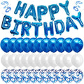 43Pcs Blue Happy Birthday Balloon Banner White And Blue Confetti Balloons for Boy Birthday Party Decorations