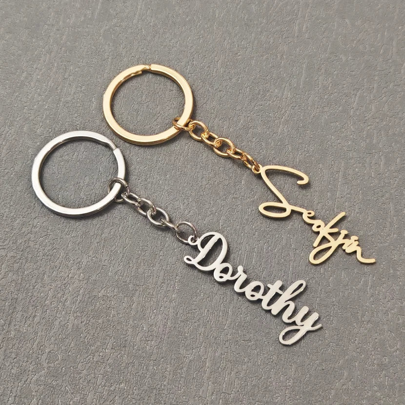 Customized Name Keychain Pendant Personalized Fashion Stainless Steel Family Keychain Jewelry Baby Birthday Gift Boyfriend