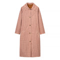 Women Casual Plaid Long Trench Coat Female Red Plaid Single Breasted Full Sleeve Windbreaker Jacket Spring Autumn Lady Coat