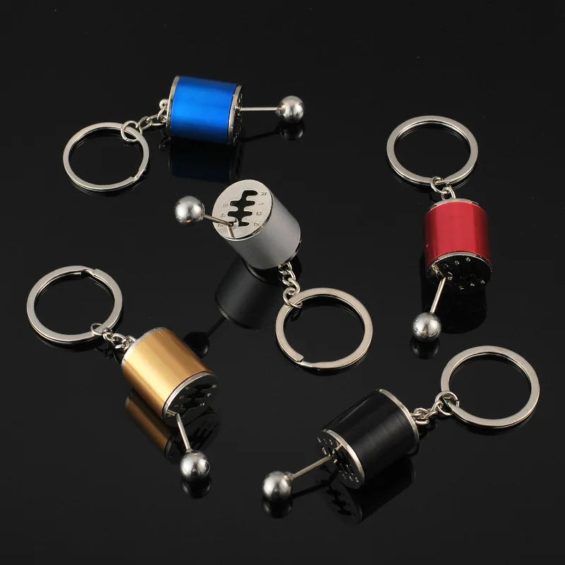 Car Gear box Keychains for Man Metal Gear Head Key Rings Manual Transmission Lever Car Refitting Keychain Car Interior Ornaments