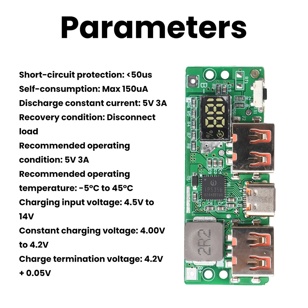 IP5356 Fast Charging Power Bank DIY Module Mobile Power Bank DIY Kit For Phone Pad PD QC VOOC Protocol Type C USB Po