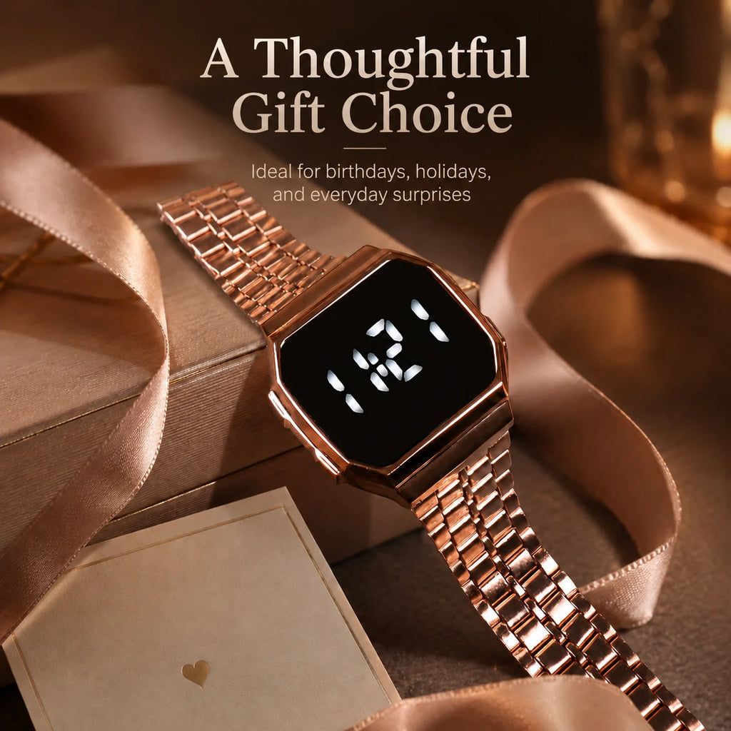 New Arrival Men's Stylish Minimalist Versatile Steel Strap Digital Watch with Touch Screen LED Display, Couple Digital Watch