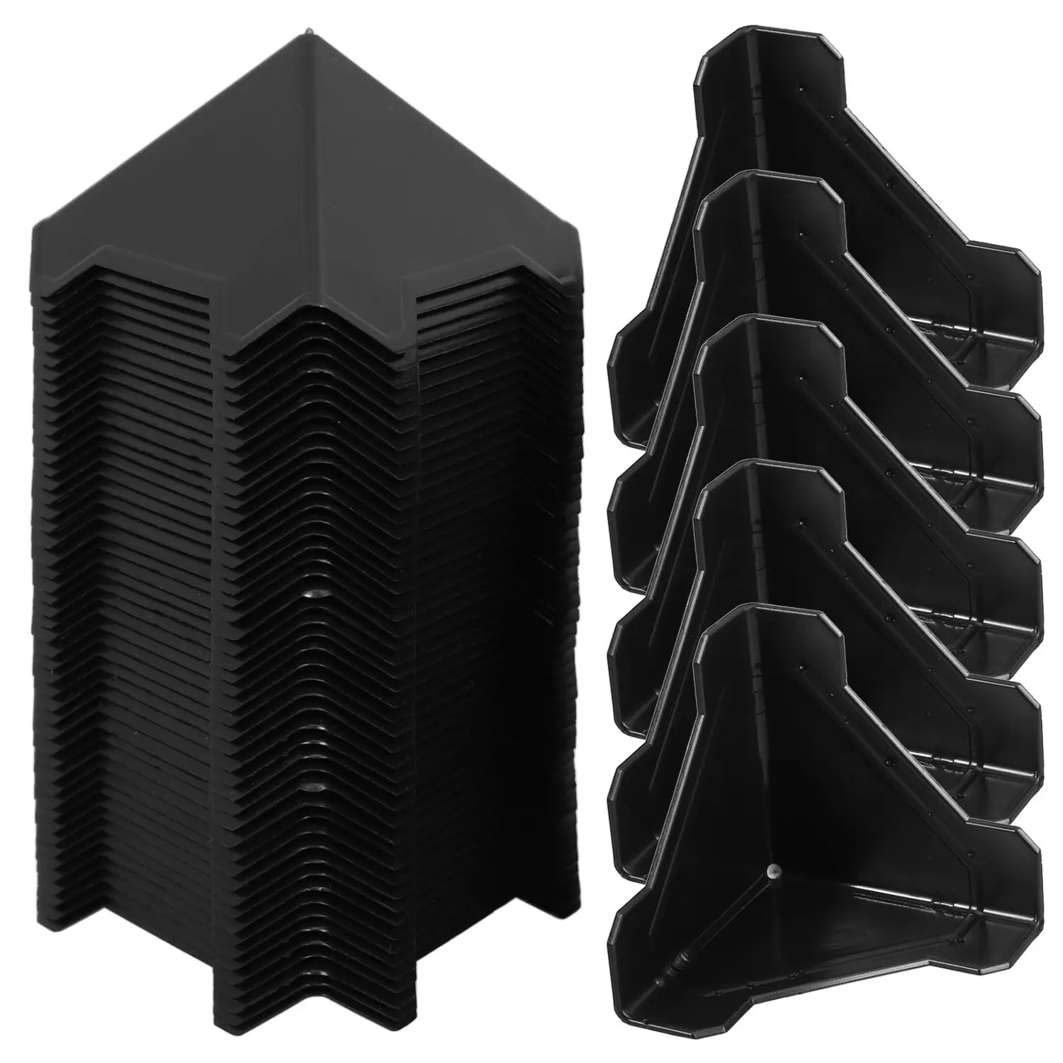 Schwarze Kunststoff-Eckschutzwinkel für den Kartonverpackungsbereich mit robusten Verpackungseckwinkeln in einem Set zu 100 Stück