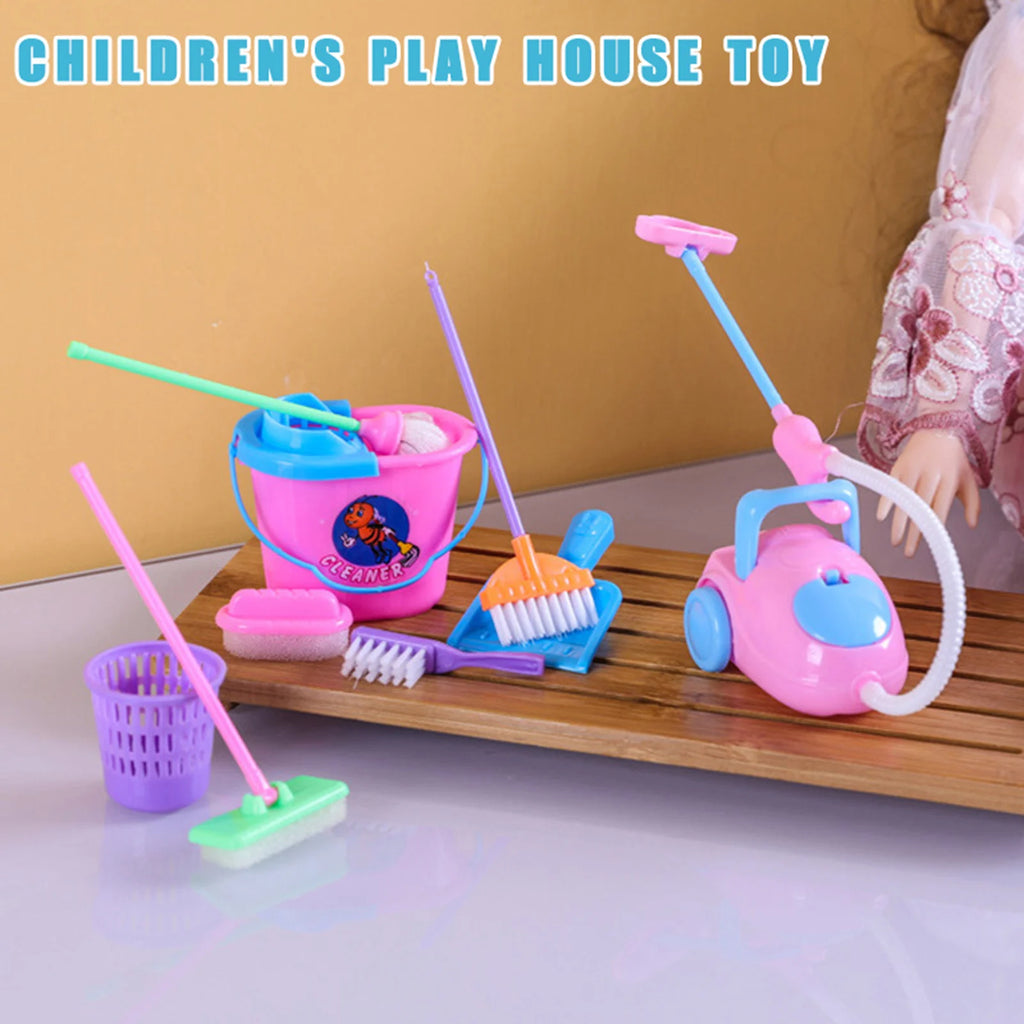 Kitchen Home Cleaning Broom Toy Bright Colors Odorless Cleaning Toy Set for Helping Children Learn about Cleaning Tools