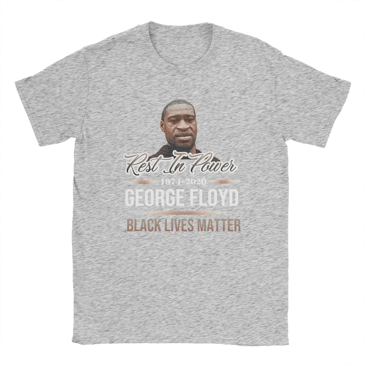 Men's T-Shirts Rest IN Peace George Floyd Cool 100% Cotton Tee Shirt Short Sleeve  T Shirts Crewneck Clothing Big Size