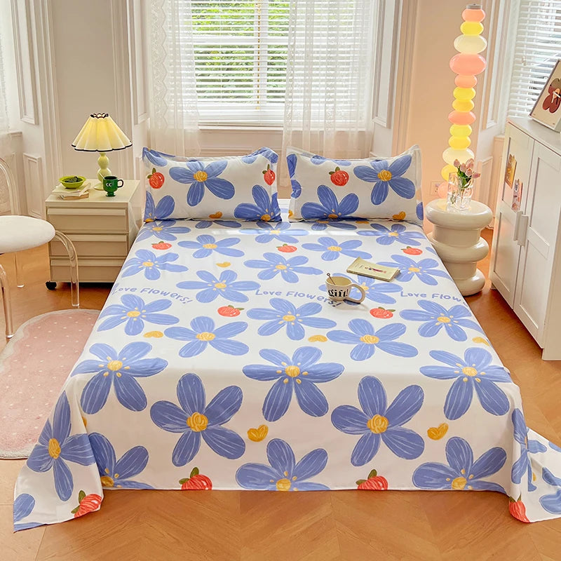 Bedroom Sheet Gorgeous Flowers Cartoon Printing Bedding Sheet PillowCase Bedding Fashion Exquisite Printing Sheet 1pc or 3pc/Set
