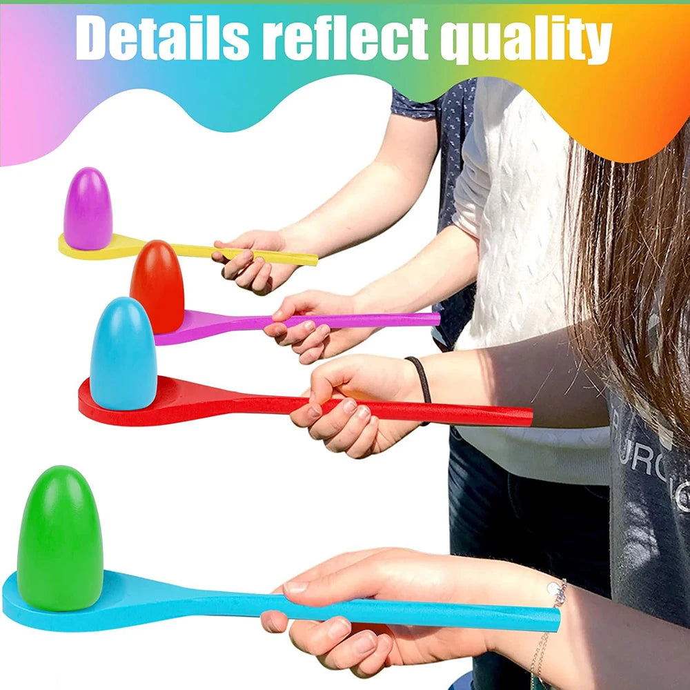 Easter Party Spoon Race Game Set Wooden Egg Balance Game Relay Race Games for Kids  Eggs Hunt Game Outdoor Lawn Games
