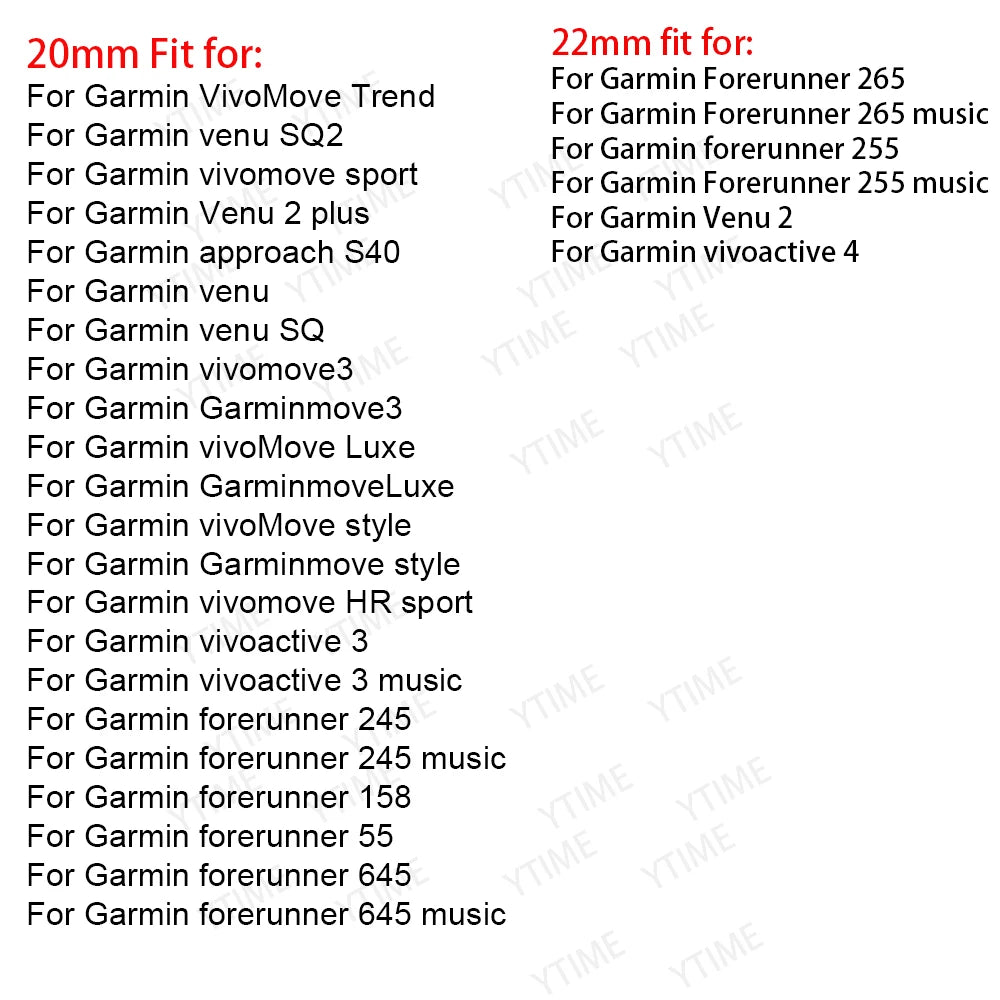18 20 22mm Smart Watch Strap For Garmin Venu SQ 2S 2 Plus/Vivoactive 4S 3 4 Silicone Band Watchband Forerunner 245 645 Bracelet