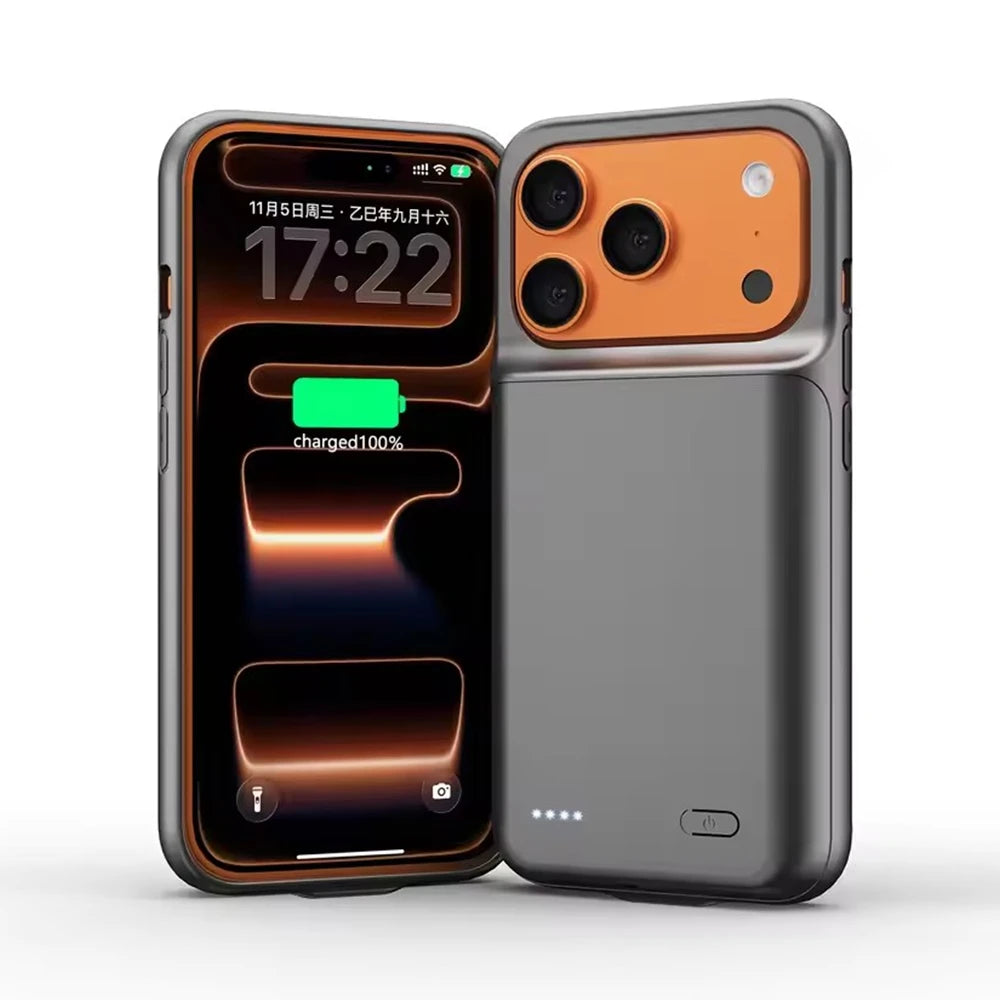 10000mAh Powerbank Cover For iPhone 17 16 Pro Max 17Air 16 Plus 16e External Battery Cases Portable Charger Power Bank Case
