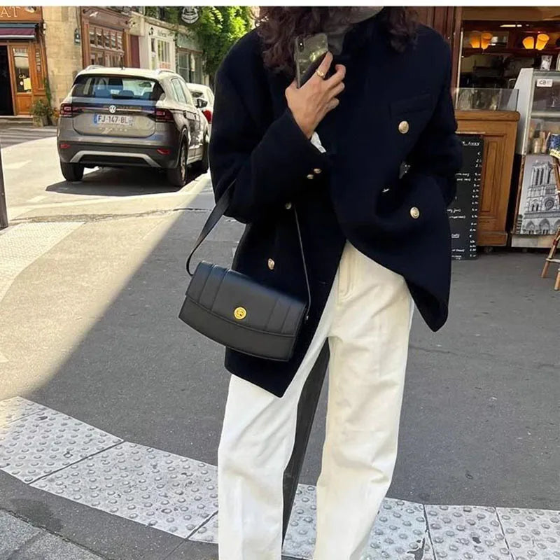 Double-breasted Suit Woolen Coat Women Winter 2026 New Korean Wool Jacket High-quality Outwear Temperament Lapel Overwear Female