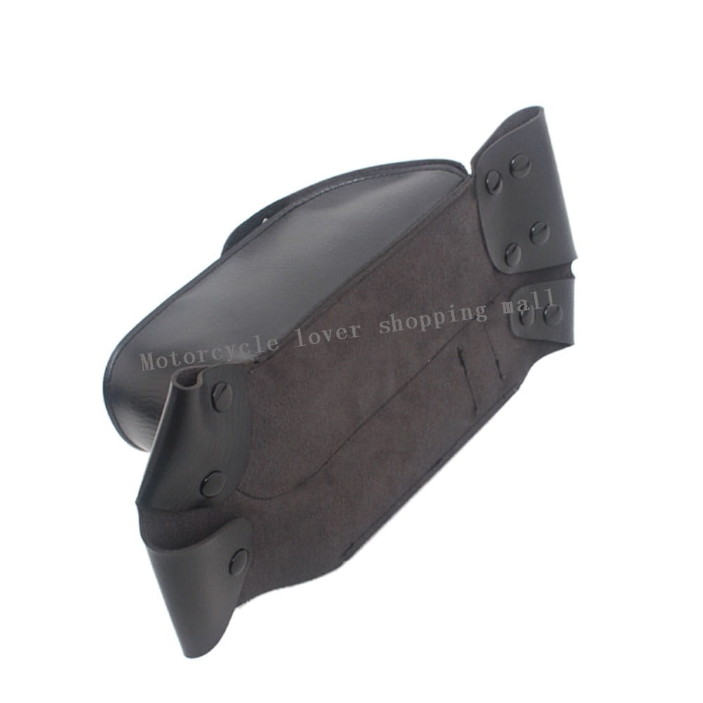 Black leather Harley touring saddlebag guard bag made of pu leather with reinforced stitching and metal rivets.