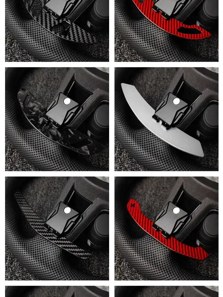Levas de cambio del volante de fibra de carbono y plástico negro con ribete de acento rojo para las paletas de cambio magnéticas del Audi R8
