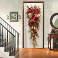 1 Christmas wall decoration - hanging decoration with red bells and green leaves - holiday room decoration, holiday design