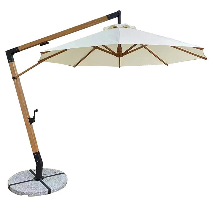Outdoor Sun Umbrella Courtyard Garden Wood Grain Hanging Round Sunshade Anti UV Parasols Garden Outdoor Furniture Set
