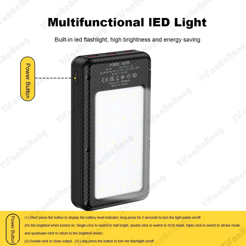 6*18650 20000mAh Power Bank Case 22.5W Fast Charging 15W Wireless Charging Mobile Power Bank Housing Battery Holder For Phone