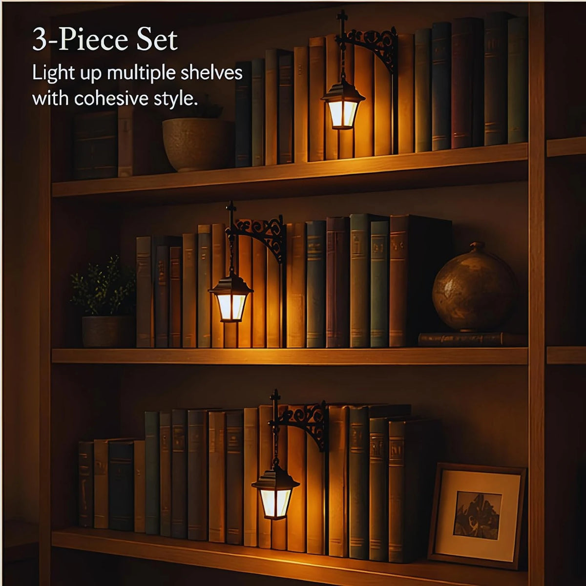 Bookshelf Lamp Library Lantern Light Library Lantern Bookshelf Light Vintage Reading Nook Led Night Lamp Decorative for Home