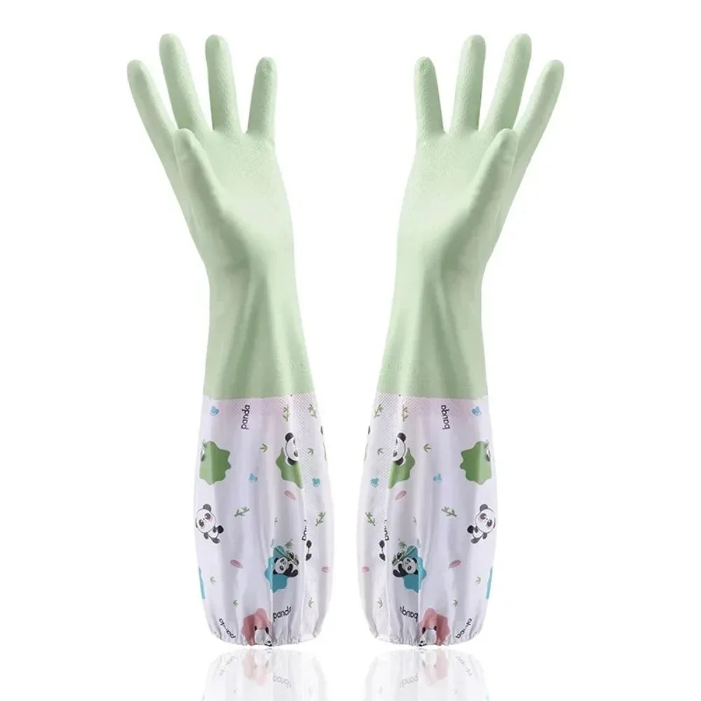 Women's Waterproof Rubber Kitchen Gloves Extended Durable for Dishwashing Cleaning Laundry Comfortable Fit for Household Chores