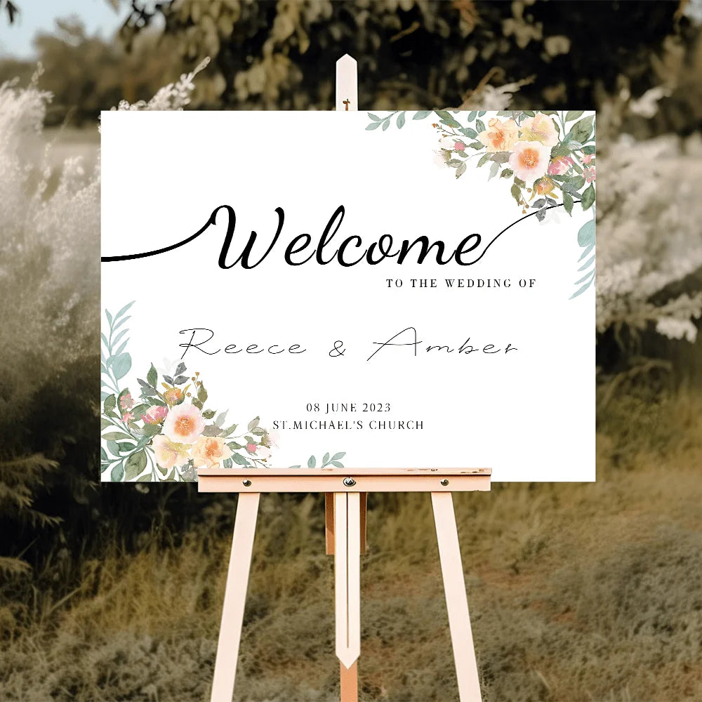 Custom Wedding Welcome Sign with Destination Personalized Name Date Poster for Wedding Reception Ceremony Engagement Party Decor