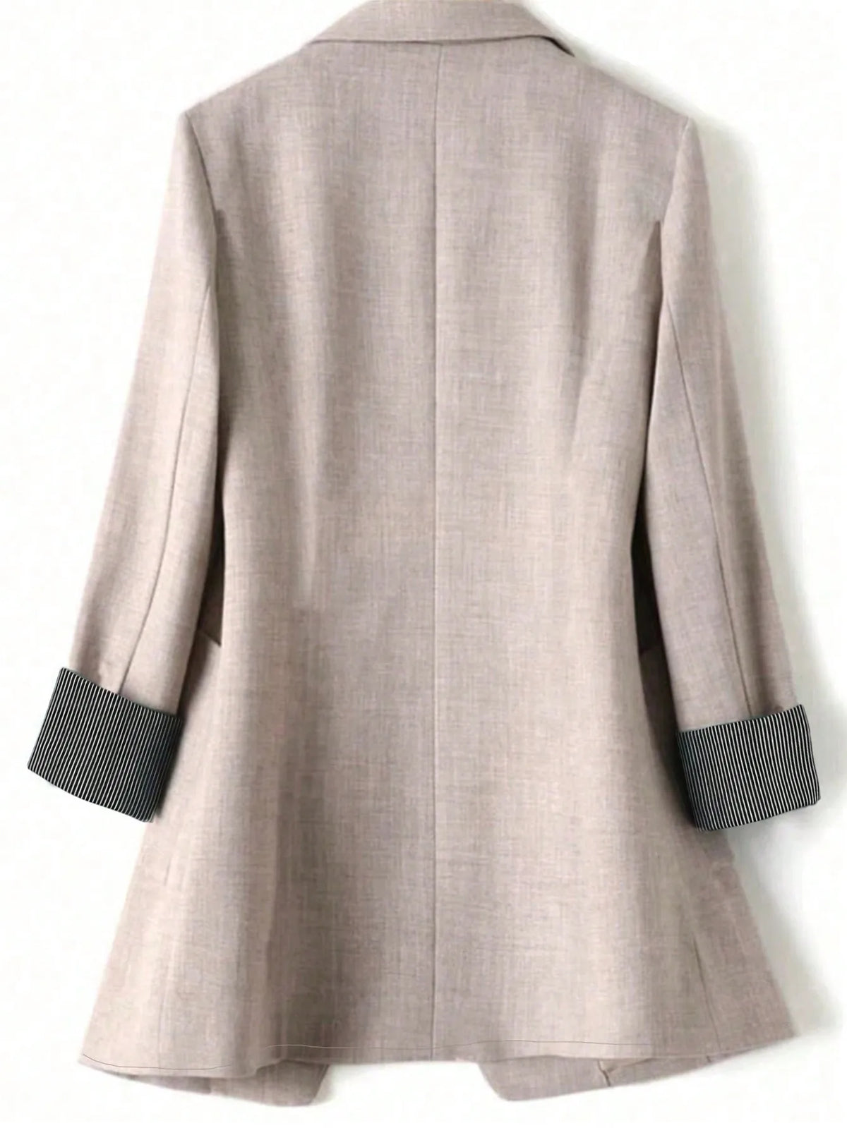 Women's Blazer Single Button Office Jacket Autumn 2026 Loose Fit Woven Fabric with Striped Cuff Lapel Collar Suit Outerwear