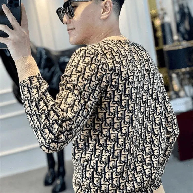 Men's Long Sleeve O Neck Pullover Sweater Slim Fit Knit Sweaters Lightweight Dress Casual Sweater Business Solid Color Outwear