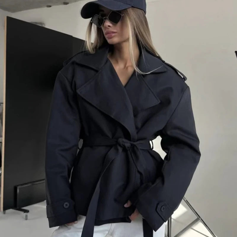 Women's Jacket 2026 New Fashion Loose Straight Fit Jacket With Belt Spring Autumn Ladies Outerwear Casaul Chic Women Trench Coat