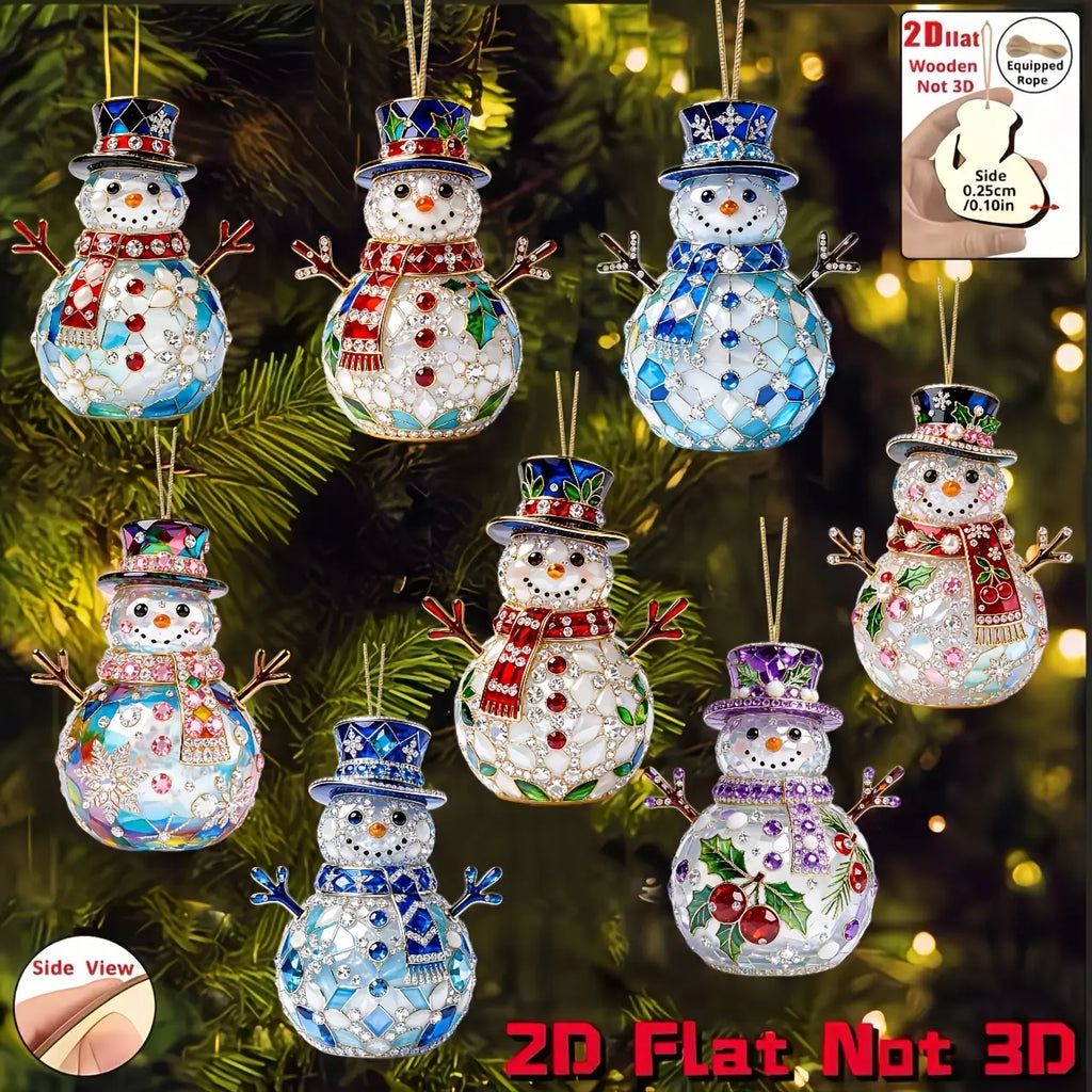 16/8 Pieces in Random Styles, New Fun 2D Embossed Wooden Home Decor Ornaments, Christmas, Mother's Day, Father's Day, Exquisite Snowman Designs, Holiday Pendants, Hanging Decorations, Practical and Beautiful Hanging Ornaments