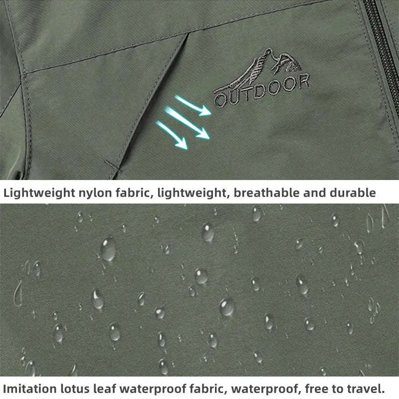 chaqueta cortavientos impermeable ligera de nailon color verde oliva para hombre de Naturehike, con logotipo bordado sutil y recubrimiento impermeable tipo hoja de loto de imitación