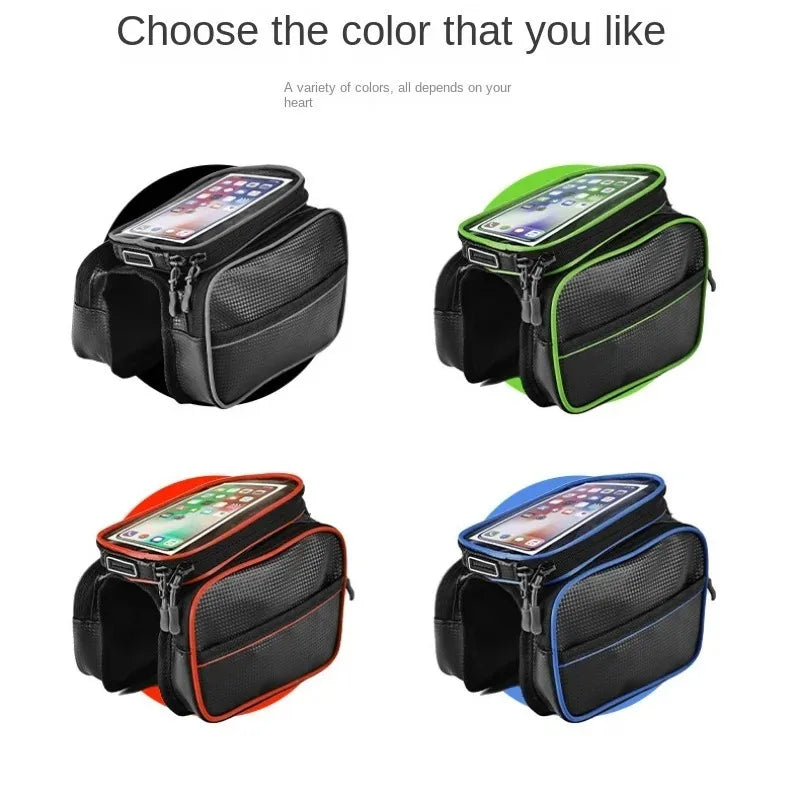 Bike Bags Road Bike Riding Gear Accessories Large Capacity Touch Screen Handlebar Front Tube Waterproof Mobile Phone Bag
