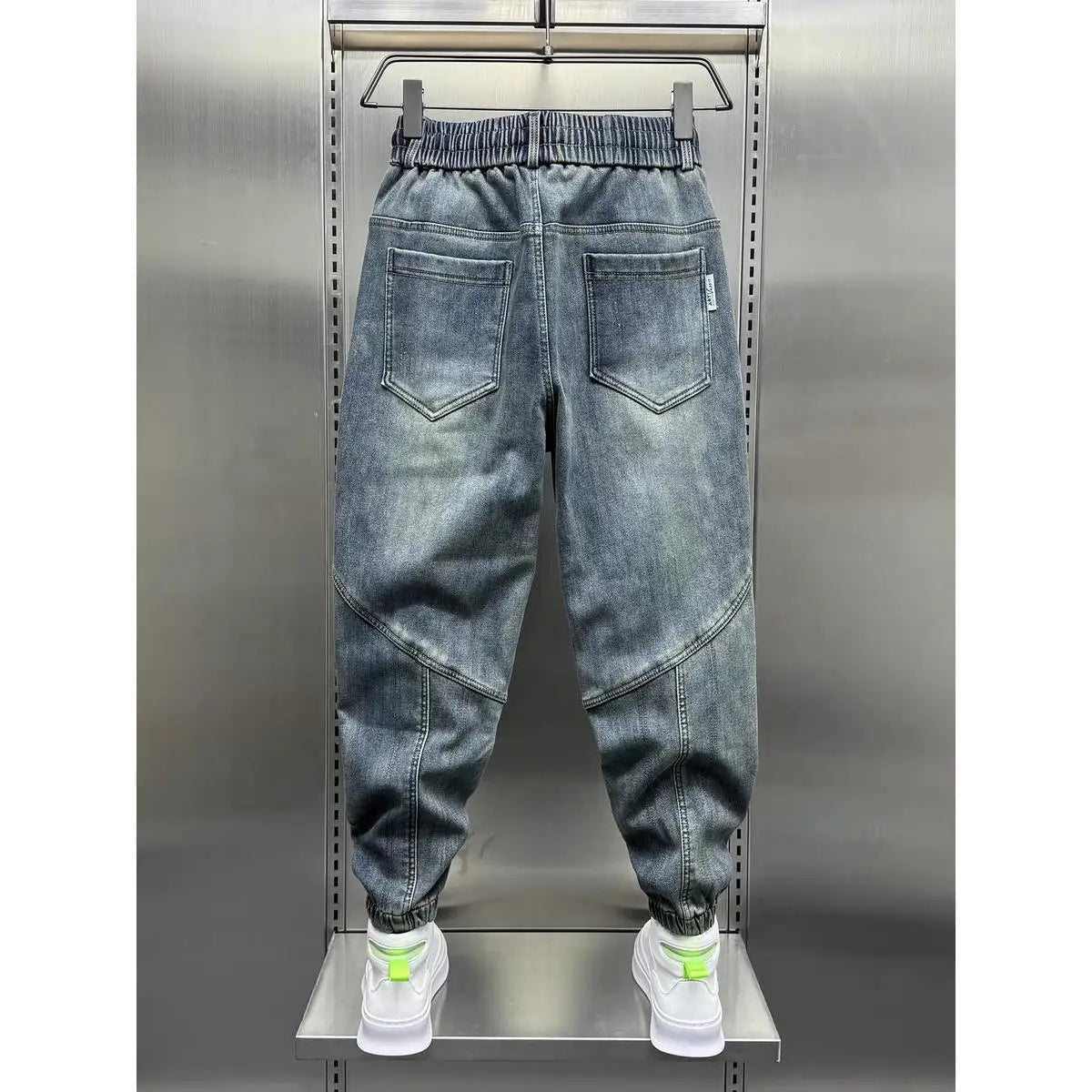 Blue Denim Jeans Loose Harem Pants Elastic Waist Cuffs Casual Spring Autumn Luxury Clothing Men korean 2024 New Men's Fashion