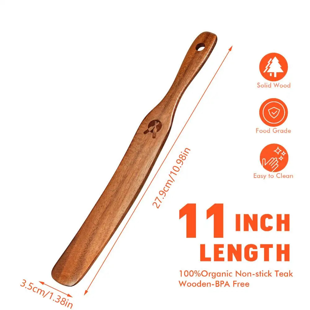 Kitchen Spatulas For Cooking Slotted Thin Paddle Stir Stick Utensil Sourdough Scraper Mixing Spoons Eco-Friendly Wooden Kitchen