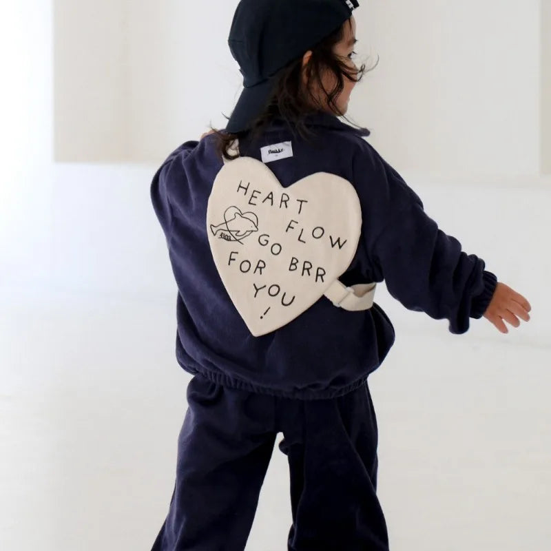 Korean Ins Kids' Backpack: Preschool, Unisex, Travel, Letter Decor, Small Crossbody Bag for Toddlers