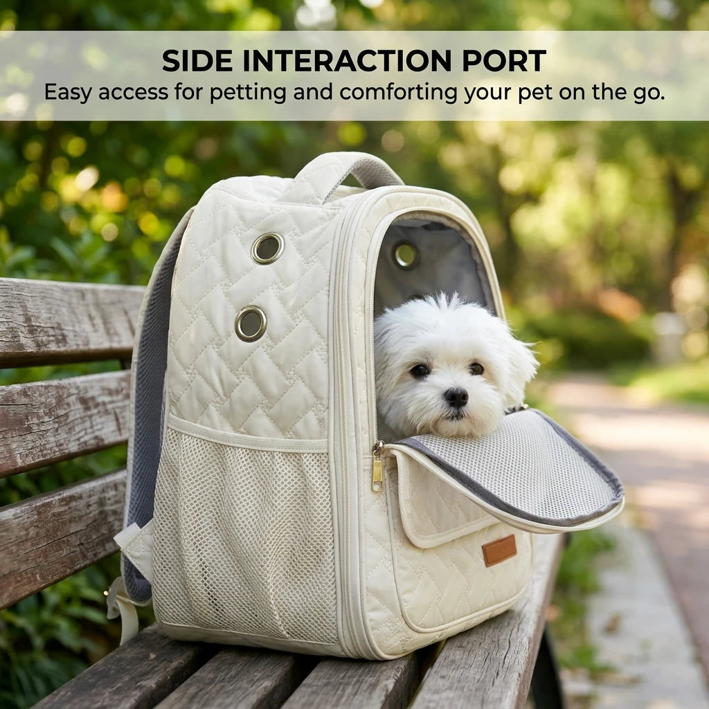 Pet Carrier Backpack Breathable Quilted Cat Travel Bag for Small Dogs Lightweight Portable Outdoor Mesh Carrier