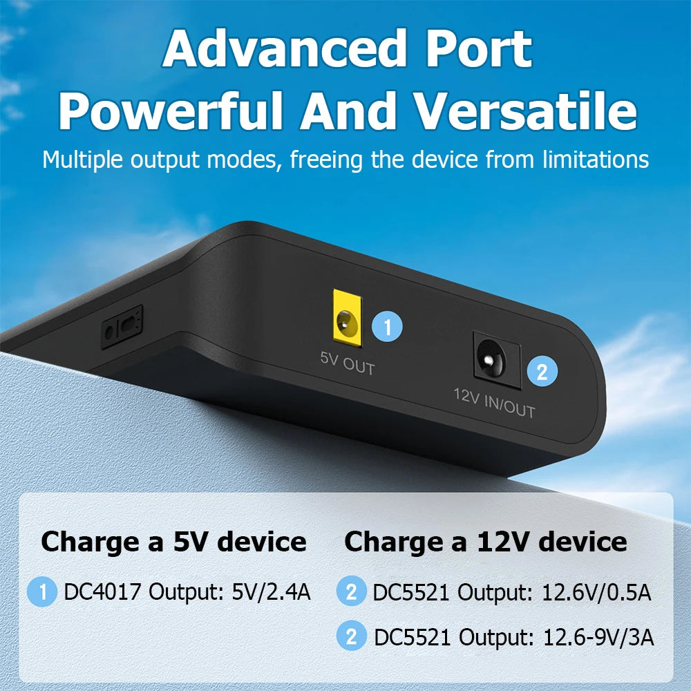 12V Portable Power Bank, 5V, 18650 Cell, Small Size, Large Capacity, Portable, Rechargeable Lithium Battery Pack