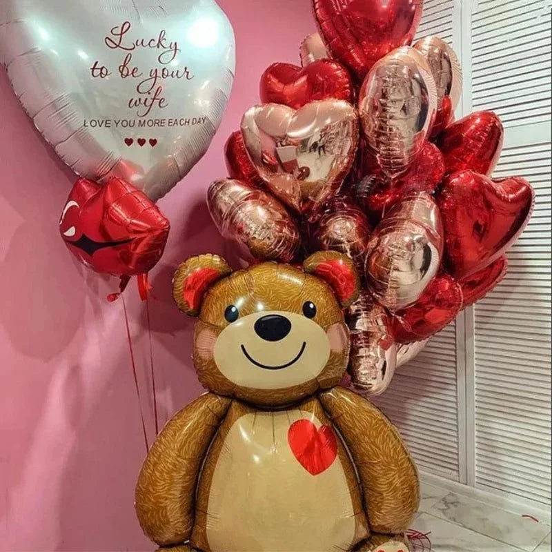 Children's Birthday Wedding Party Cake Decoration Mom Shower Background Huge Bear Aluminum Film Balloon Hug Bear