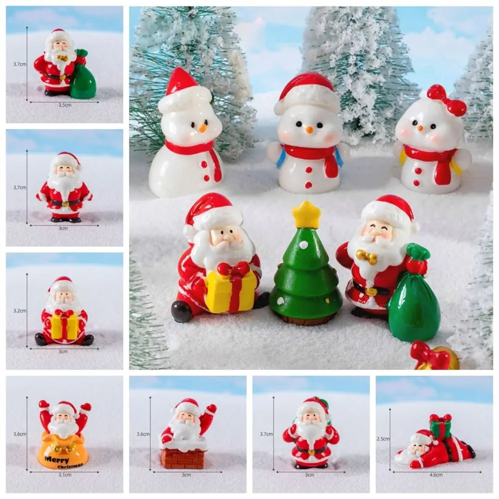Funny Bonsai Decor Micro Landscape Resin Snow Scene Santa Claus Figurines Mini DIY Christmas Ornaments New Year Decorations