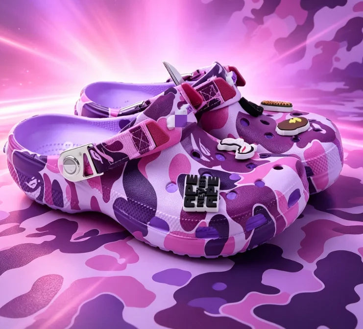 Anime Model Toys Gifts Camouflage-style Couple's Sandals, Suitable for Outdoor Anti-slip Beach Sandals Branded Perforated Shoes