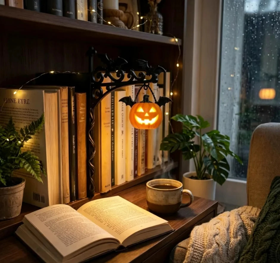 Ghost Bookshelf Lantern，Library Mini Bookshelf Lamp, Little Cute Lantern-Decorative Library Hanging Resin Lighting