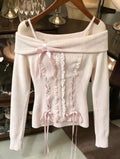 Winter Woman Korean Fashion Cute Pullover Sweet 2000s Sweater Elegant Oversize Knitwears Designer Aesthetic Chic Female Autumn