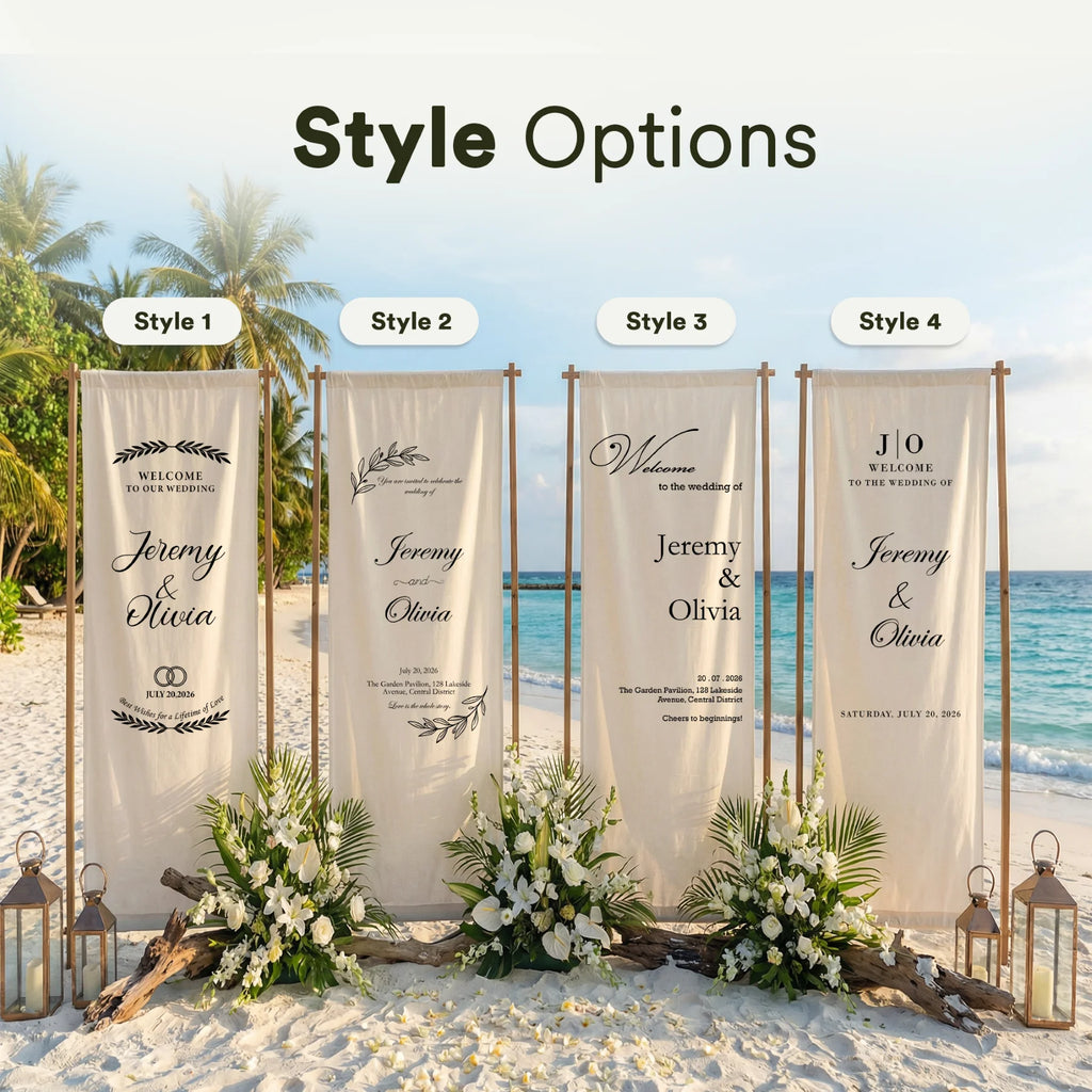 Custom Fabric Wedding Welcome Sign Personalized Welcome Banners for Wedding Engagement Bridal Shower Party Outdoor Decor